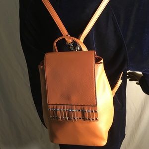 NWT WILD FABLE BACKPACK PURSE W/FRINGE Cognac/Gold
